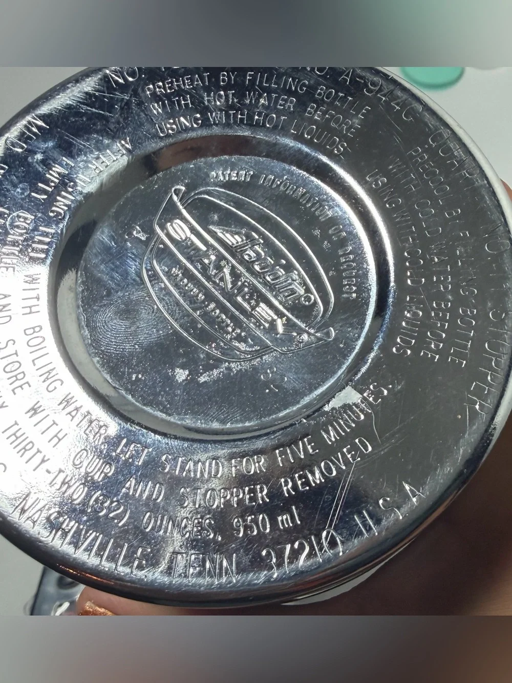 Vintage Aladdin Stanley Thermos A-944C 32oz Classic Hammered Green Finish No Cup